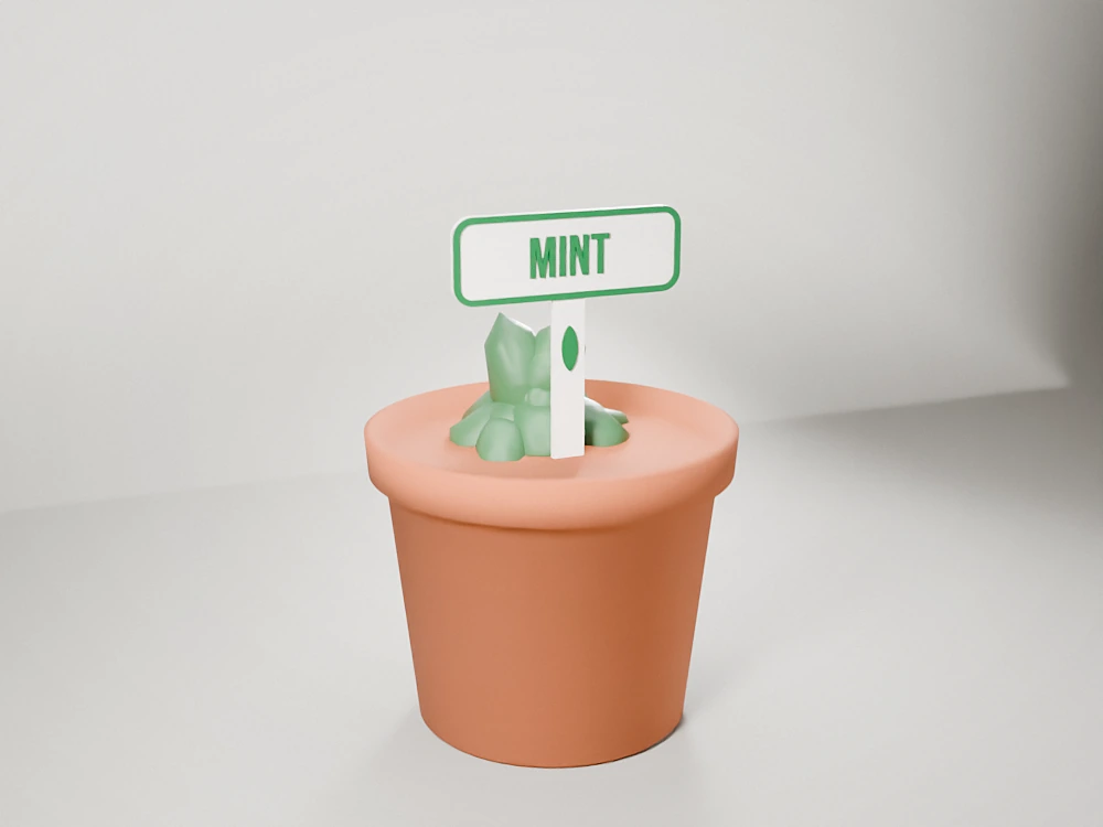 Plant label with a name
